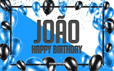Buon Compleanno Joao, feste di Compleanno, Palloncini Sfondo, Joao, sfondi per il desktop con i nomi Joao buon Compleanno, Palloncini Blu di Compleanno, Sfondo, biglietto di auguri, Joao Compleanno