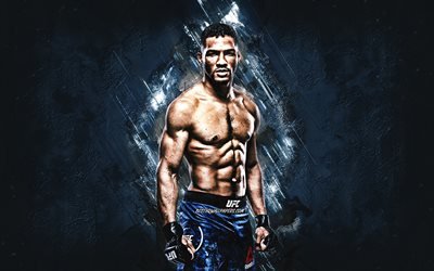 Kevin Lee, UFC, luchador Americano, Ultimate Fighting Championship, retrato, la piedra azul de fondo, Kevin Jesse Lee