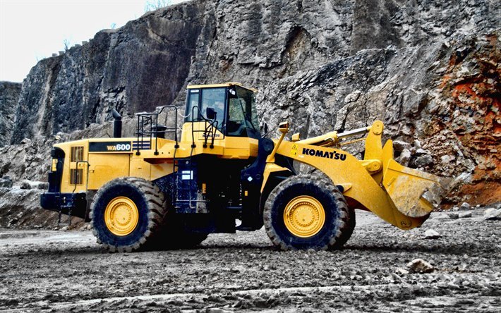 Komatsu WA600-6, 4k, cargadora de Ruedas, veh&#237;culos de construcci&#243;n, 2019 excavadoras, equipos especiales, excavadoras Komatsu