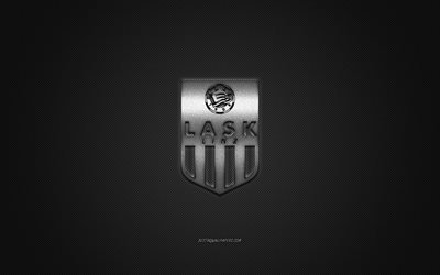 LASK Linz, Austrian football club, Austrian Bundesliga, silver logo, gray carbon fiber background, football, Linz, Austria, LASK Linz logo