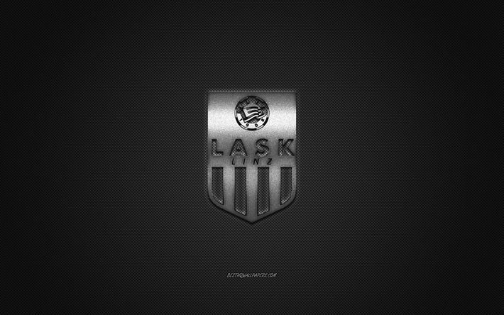 LASK Linz, Austr&#237;aco de futebol do clube, A Bundesliga Austr&#237;aca, logotipo prateado, cinza de fibra de carbono de fundo, futebol, Linz, &#193;ustria, LASK Linz logotipo