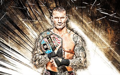 Randy Orton, WWE, grunge de l&#39;art, des lutteurs am&#233;ricains, la lutte, le brun abstrait rayons, Randal Keith Orton, lutteurs