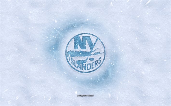 New York Rangers logo, American hockey club, winter concepts, NHL, New York Rangers ice logo, snow texture, New York, USA, snow background, New York Rangers, hockey