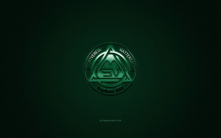 SV Mattersburg, Avusturya Futbol Kul&#252;b&#252;, Avusturya Bundesliga, yeşil logo, yeşil karbon fiber arka plan, futbol, Mattersburg, Avusturya, SV Mattersburg logosu