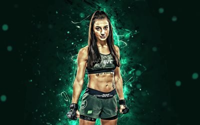 Nadia Kassem, 4k, verde luzes de neon, Australiano combatentes, MMA, UFC, lutadores do sexo feminino, Artes marciais mistas, Nadia Kassem 4K, Lutadores do UFC, Lutadores de MMA