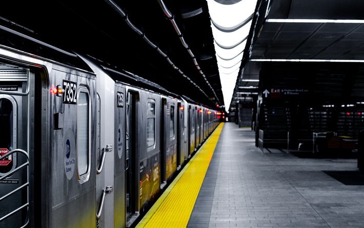 New York Subway, subway station, New York City, subway cars, city transport, subway