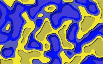 bl&#229;-gula uttag, kreativ bakgrund, bl&#229;-gul bakgrund, 3d-textur
