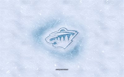 Minnesota Wild, American hockey club, inverno concetti, NHL Minnesota Wild ice logo, neve texture, St Paul, Minnesota, USA, neve, sfondo, hockey