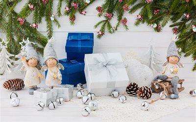 weihnachten engel, glückliches neues jahr, frohe weihnachten, kegel, geschenke, weihnachten, dekoration