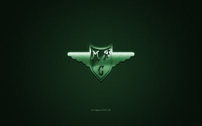 Moreirense FC, Portekiz Futbol Kul&#252;b&#252;, Ilk Lig, yeşil logo, yeşil karbon fiber arka plan, futbol, Moreira de Conegos, Portekiz, Moreirense FC logosu