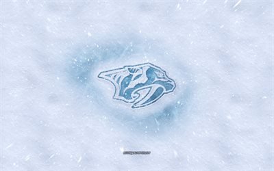 Nashville Predators logo, American hockey club, winter concepts, NHL, Nashville Predators ice logo, snow texture, Nashville, Tennessee, USA, snow background, Nashville Predators, hockey