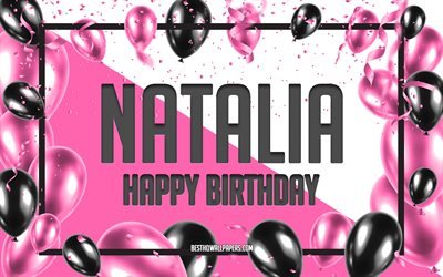 Happy Birthday Natalia, Birthday Balloons Background, Natalia, wallpapers with names, Natalia Happy Birthday, Blue Balloons Birthday Background, greeting card, Natalia Birthday
