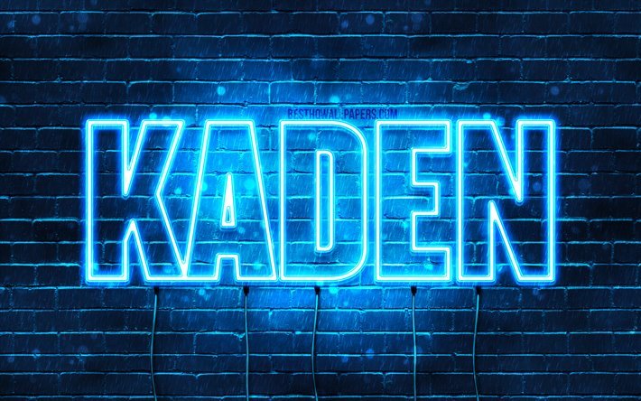 Kaden, 4k, sfondi per il desktop con i nomi, il testo orizzontale, Kaden nome, neon blu, immagine con nome Kaden