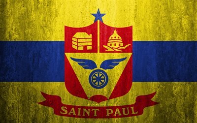 Flagga Saint Paul, Minnesota, 4k, sten bakgrund, Amerikansk stad, grunge flagga, Saint Paul, USA, Saint Paul flagga, grunge konst, sten struktur, flaggor av amerikanska st&#228;der
