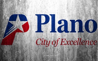 Flag of Plano, Texas, 4k, stone background, American city, grunge flag, Plano, USA, Plano flag, grunge art, stone texture, flags of american cities