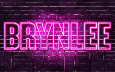 Brynlee, 4k, tapeter med namn, kvinnliga namn, Brynlee namn, lila neon lights, &#246;vergripande text, bild med Brynlee namn
