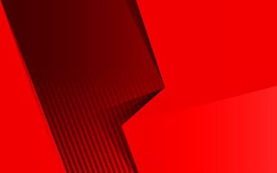 Red abstract background, 4k, Red creative background, material design, Red paper background