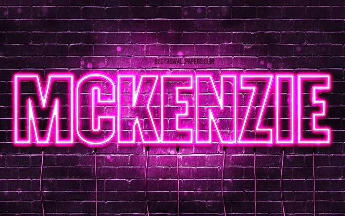 Mckenzie, 4k, pap&#233;is de parede com os nomes de, nomes femininos, Mckenzie nome, roxo luzes de neon, texto horizontal, imagem com Mckenzie nome