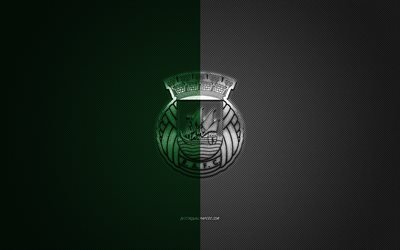 Rio Ave FC, Portuguese football club, Primeira Liga, green-white logo, green-whitecarbon fiber background, football, Vila do Conde, Portugal, Rio Ave FC logo
