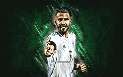 Riyad Mahrez, Algeria national football team, Algerian football player, portrait, Algeria, football