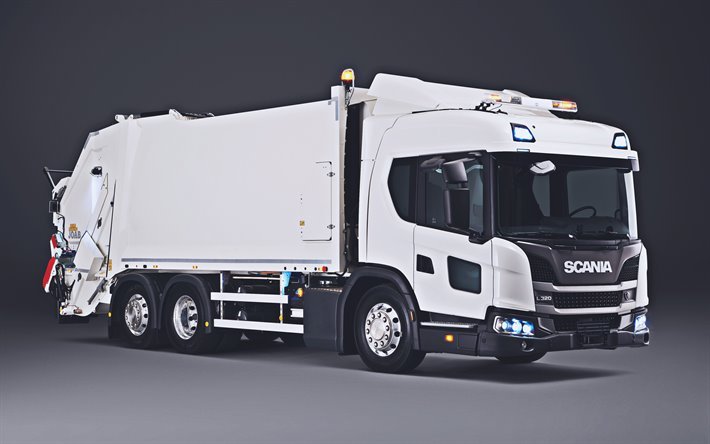 Scania L320, 4k, garbage trucks, 2019 trucks, LKW, L-series, cargo transport, 2019 Scania L320, trucks, Scania