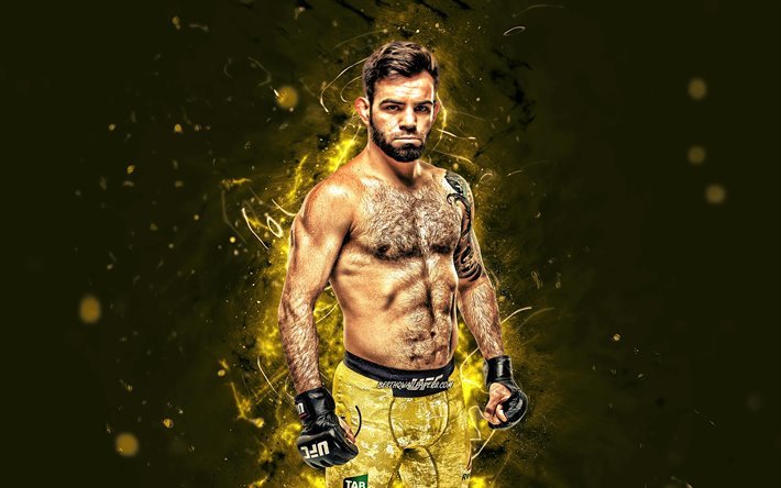 Bruno Silva, 4k, yellow neon-lampor, Brasilianska fighters, MMA, UFC, kvinnliga fighters, Mixed martial arts, Bruno Silva 4K, UFC fighters, MMA-fighters, Blindado