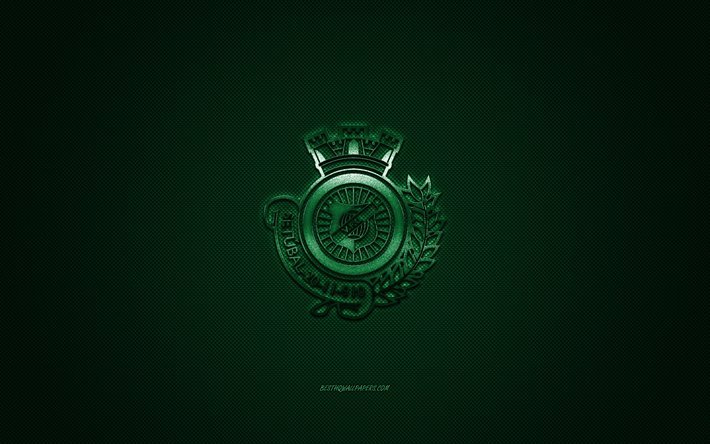 Vitoria FC, el portugu&#233;s, el club de f&#250;tbol de la Primeira Liga, logotipo verde, verde de fibra de carbono de fondo, f&#250;tbol, Set&#250;bal, Portugal, Vitoria FC logotipo, Vitoria Setubal