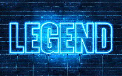 La leggenda, 4k, sfondi per il desktop con nomi, orizzontale del testo, secondo la Leggenda, il nome, neon blu, l&#39;immagine con la Leggenda nome