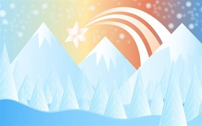 4k, abstract winter landscape, mountains, lake, abstract nature backgrounds, winter, minimal, landscape minimalism
