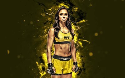 Ariane Lipski, 4k, keltainen neon valot, Brasilian taistelijoita, MMA, UFC, naisten taistelijoita, Mixed martial arts, Ariane Lipski 4K, UFC taistelijoita, MMA taistelijoita
