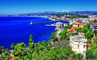 Nice, hamnen, havet, kusten, sommar, Frankrike