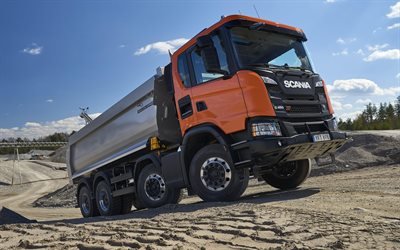 Scania XT, G450, 2018, 8x4, la carri&#232;re de camion &#224; benne, les nouveaux camions, des carri&#232;res, le transport par camion, Scania