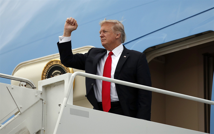 Donald Trump, American President, President of the United States, presidential aircraft, Boeing 747, Air Force One, US Air Force