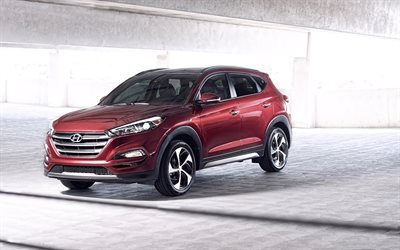 Hyundai Tucson, 2018, 4k, n&#228;kym&#228; edest&#228;, crossover, Tucson viininpunainen, Hyundai