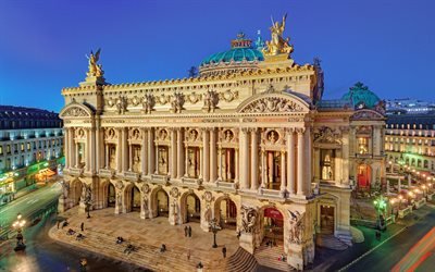 Paris Opera, ensisijainen opera, n&#228;ht&#228;vyyksi&#228;, 4k, Pariisi, Ranska, kaunis rakennus, maamerkit