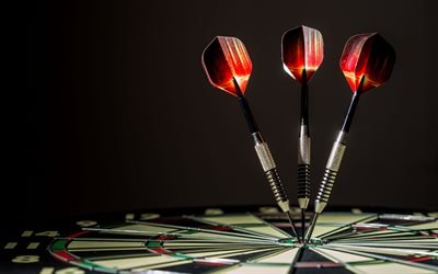 4k, darts, target, macro, three darts, target concept, goal