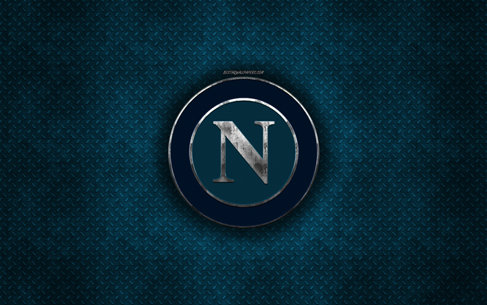 SSC Napoli, Italian football club, blue metal texture, metal logo, emblem, Naples, Italy, Serie A, creative art, football