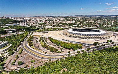 4k, Mineirao Stadium, cityscapes, aerial view, soccer, Cruzeiro Stadium, Belo Horizonte, football stadium, Brazil, Mineirao, brazilian stadiums