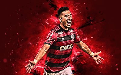 Fernando Uribe, l&#39;obiettivo, il Flamengo FC, la gioia, il colombiano calciatori, calcio, Fernando Uribe Hincapie, Brasiliano di Serie A, in avanti, arte astratta, luci al neon, Brasile