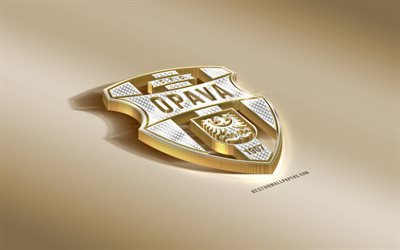 SFC Opava, Tšekin Football Club, Golden Hopea logo, Opava, Tšekin Tasavalta, Tšekki Ensin Liigan, 3d kultainen tunnus, luova 3d art, jalkapallo