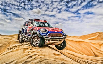 Jakub Przygonski, Tom Colsoul, 4k, HDR, rally raid, 2019 coches, Rally Dakar, el MINI John Cooper Works Buggy, Equipo X-Raid Mini, Dakar 2019