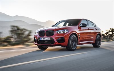 BMW X4 M de la Concurrence, en 2020, de sport rouge, de croisement, de nouveau rouge X4, sport SUV, en ext&#233;rieur, voitures allemandes, BMW