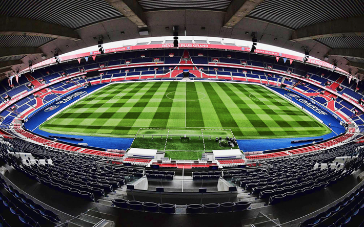 Parc des Princes, 4k, Stade des Lumieres, stadio vuoto, il Paris Saint-Germain FC, PSG stadium, francese, stadi, palazzetti dello sport, Parigi, Francia