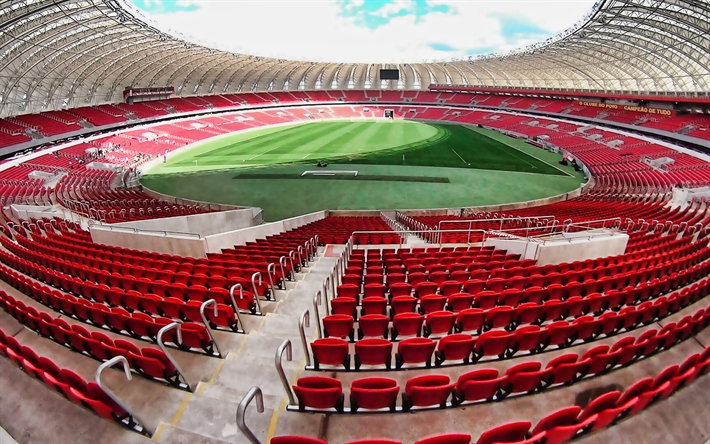 Estadio Beira-Rio, Internacional SC stadium, Porto Alegre, Brazil, inside view, red stands, Brazilian football stadium, Serie A, Internacional, Estadio Jose Pinheiro Borda