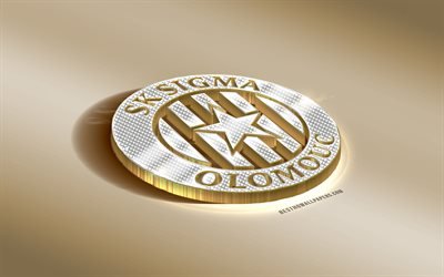SK Sigma Olomouc, Czech Football Club, Golden Silver logo, Olomouc, Czech Republic, Czech First League, 3d golden emblem, creative 3d art, football