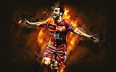Sinan Gumus, il Galatasaray, l&#39;attaccante, gioia, arancio pietra, calciatori famosi, il calcio, il bagno turco, i calciatori, grunge, Turchia, Gumus