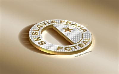 SK Slavia Praha, Czech Football Club, Golden Silver logo, Prague, Czech Republic, Czech First League, 3d golden emblem, creative 3d art, football