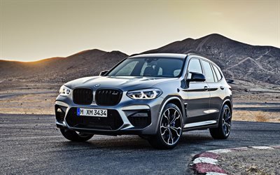 BMW X3 M Competition, 2020, front view, exterior, new gray X3, German SUVs, new German cars, BMW