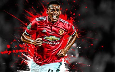 Anthony Martial, Manchester United FC, French football player, striker, 11th number, creative art, goal, Premier League, England, Martial