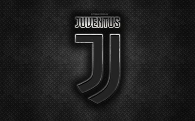 La Juventus FC, nuevo logo, italiano, club de f&#250;tbol, campe&#243;n, Tur&#237;n, Italia, Serie a, de malla de metal, black metal grunge textura, la Juve